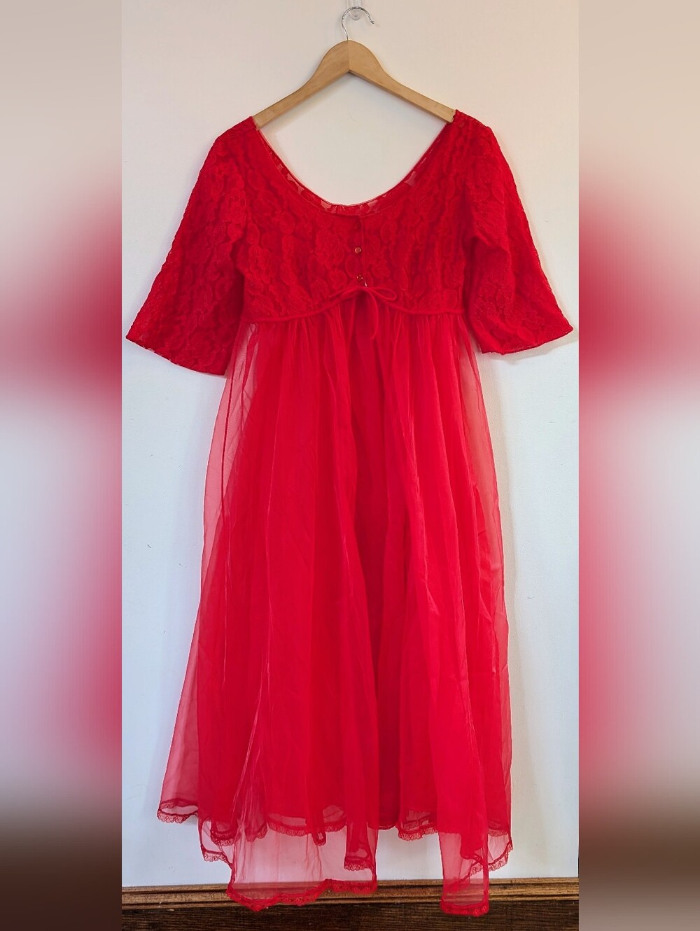 Vintage 1950s Betty Draper 2 piece Ethereal Peignoir Slip Dress Robe Set Siz 34